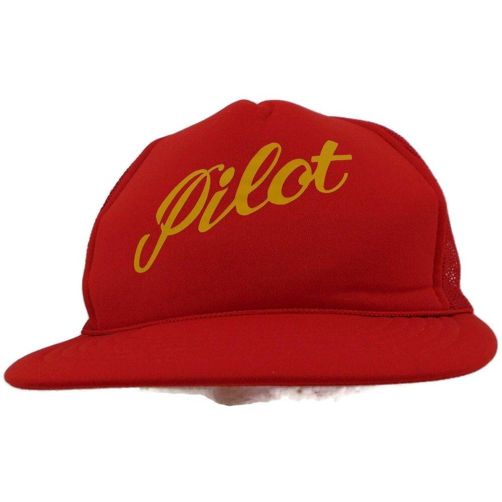 Vintage 80s K Studio Pocket Cap Trucker Hat Pilot Red Snapback Mesh Foam NOS New